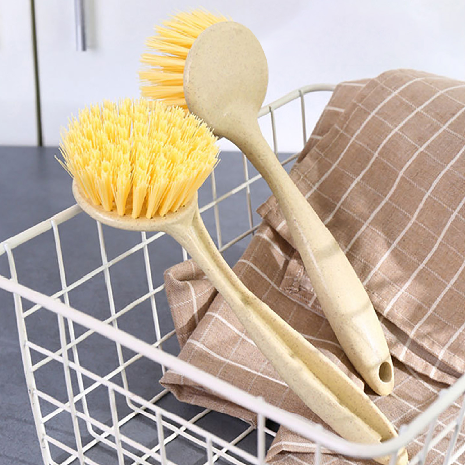 Lot De 3 Brosses à Vaisselle Avec Ventouses - Manche Long - Colorées - Pour évier Et Surfaces De Cuisine