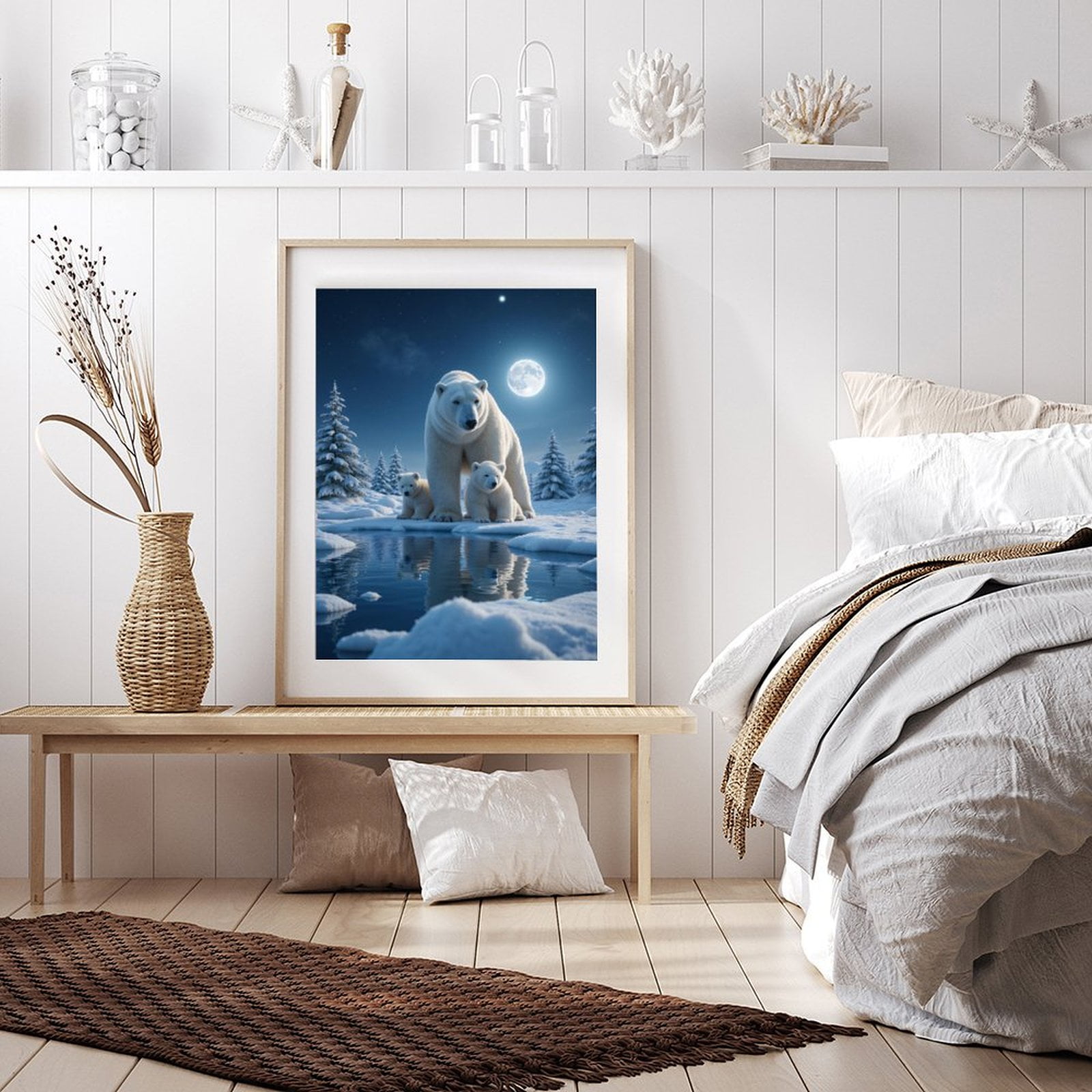Diamond Art Kits for Adults - 5d Winter Night Polar Bear Reflection Diamond Painting for Adults, Diamond Art for Adults Beginners, Diamond Painting Kits for Adults for Home Wall Decor