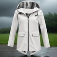thumbnail image 3 of Clearance under 15!Sevevn Women Solid Rain Outdoor Plus Size Hooded Windproof Loose Coat Tops With Pocket Great Gifts for Less White L, 3 of 8