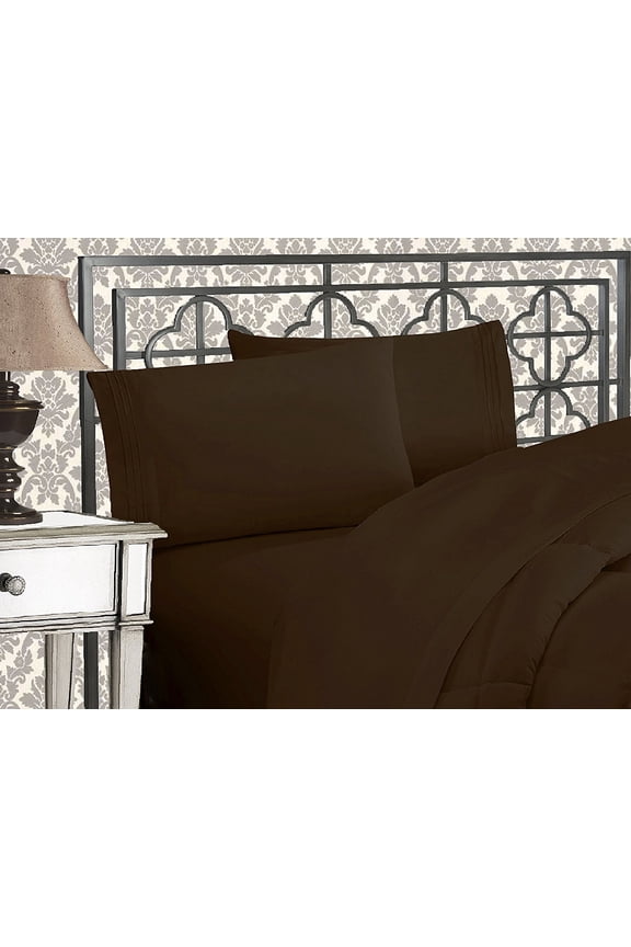 1500 Series Super Soft Wrinkle Free 4 pc Sheet Set, Deep Pocket - All size and Colors , Queen Chocolate Brown
