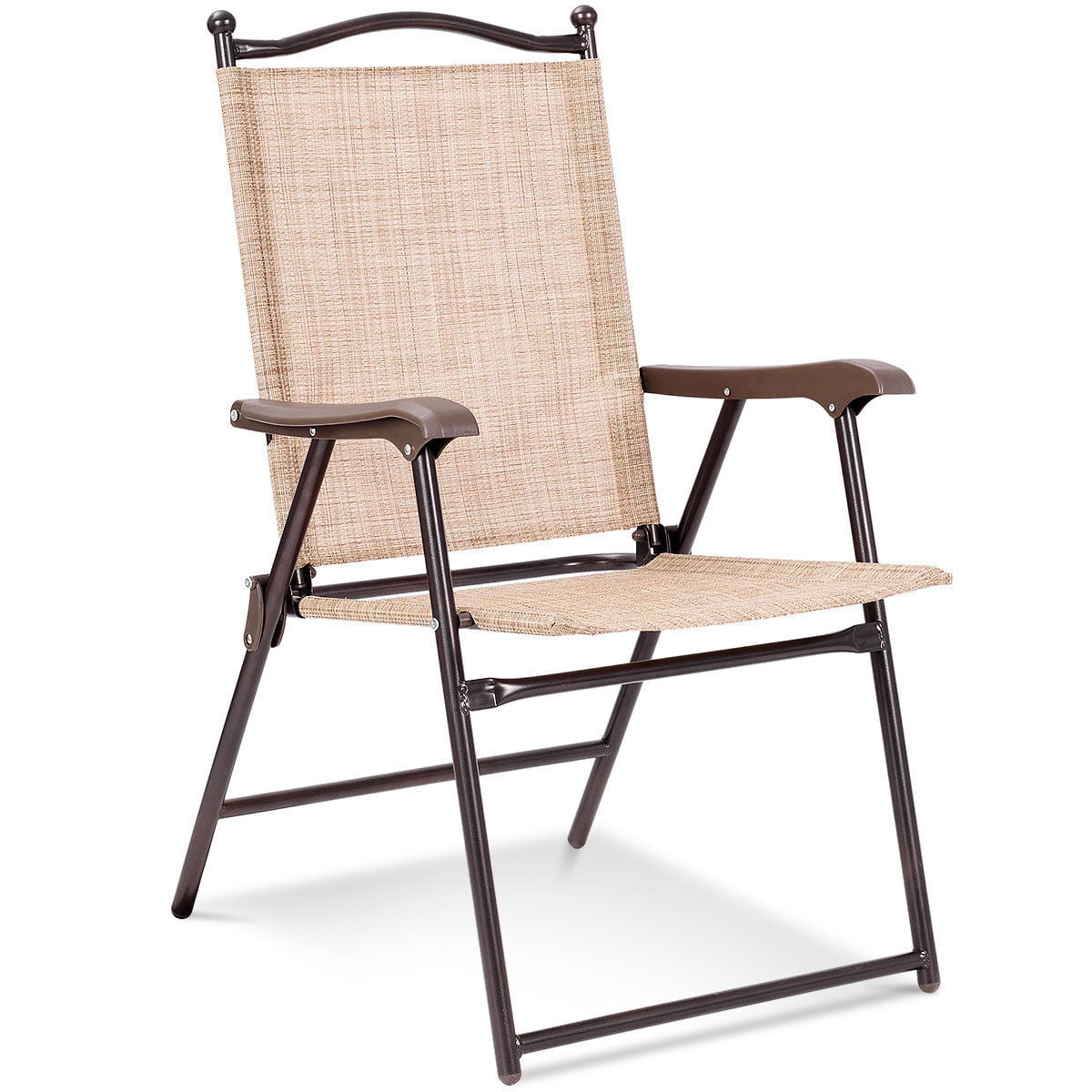 Gymax Set of 2 Folding Patio Furniture Sling Back Chairs Outdoors