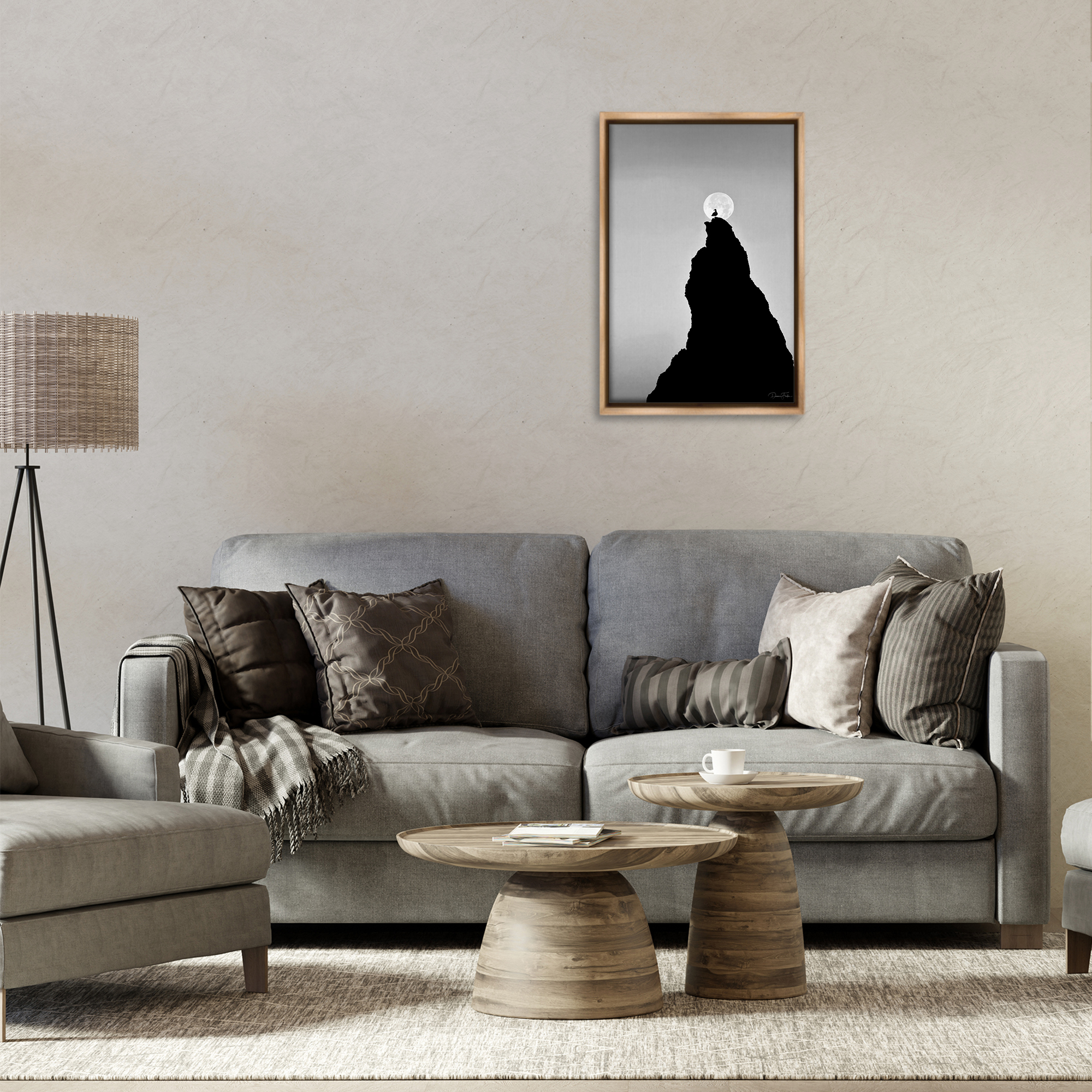 Stupell Industries Bird Silhouette on Peak Landscape Photography Brown Floater Framed Art Print Wall Art, 17 x 25
