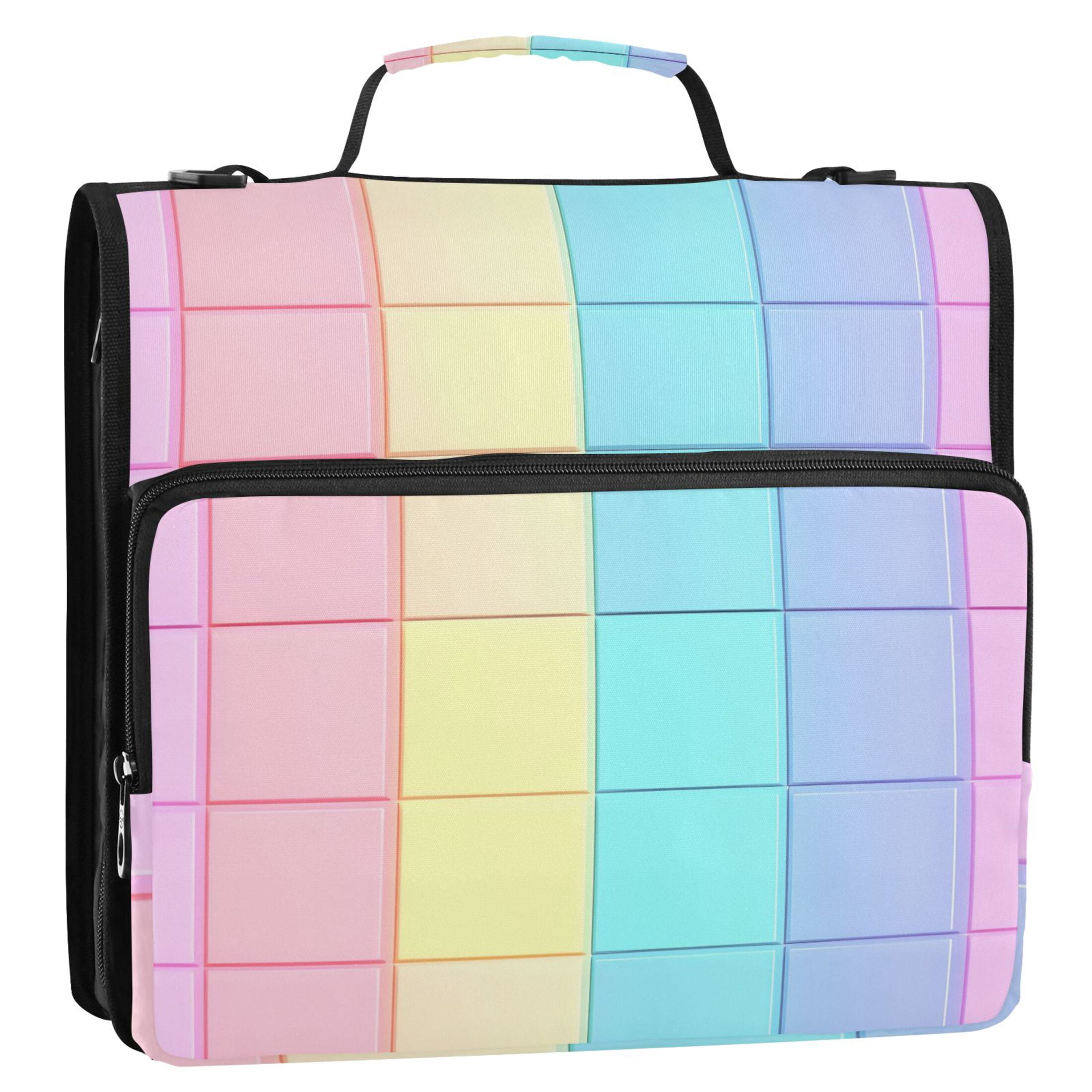 ALAZA Zipper Binder Checkered Plaid-a6 3 Ring Trapper Keeper File Folder Organizer Bag