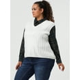 thumbnail image 4 of GRACE & GRANDEUR Women's Plus Sweater Vest V Neck Solid Plaid Knit Vests, 4 of 6