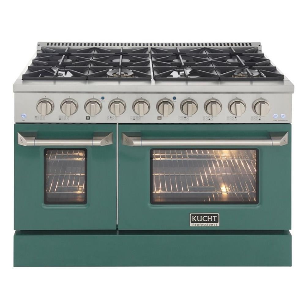 Pemberly Row 48" Stainless Steel Propane Gas Range in Silver/Green