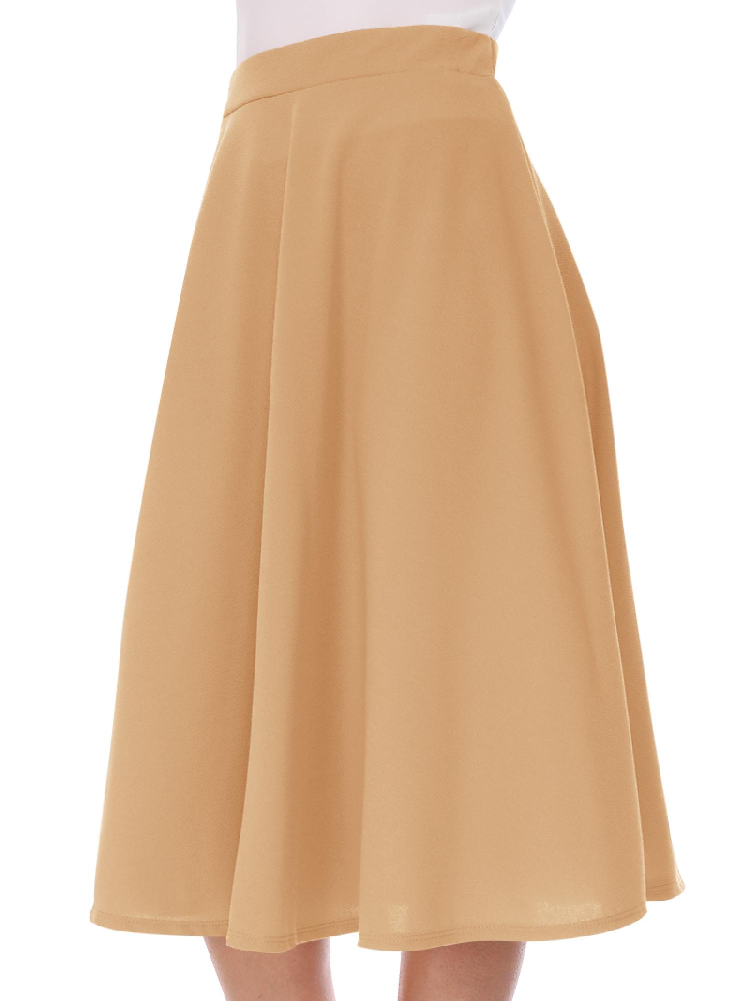 Moa Collection Womens High Waist A Line Flared Pleated Midi Knee Long Casual Skirt Made In Usa 4117