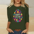 thumbnail image 2 of EQWLJWE Workout Tops for Women Happy Easter T-Shirt 3/4 Sleeve Blouse Cute Easter Eggs Graphic Letter Print Tees Crew Neck Casual Shirts Outwear(Army Green,3XL), 2 of 4