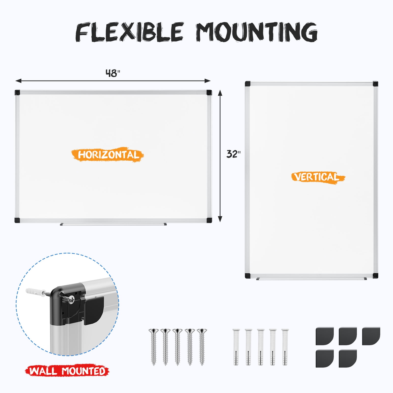 Gianna 48 X 32 inches Magnetic Dry Erase Board with Aluminum Frame, Whiteboard for Home，School，Office