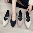 thumbnail image 6 of Dakaela Mary Jane Flats for Women Pointy Toe Slip on Wedding Ballet Dress Shoes with Pearl Strap Black 6.5, 6 of 8