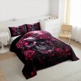 thumbnail image 3 of Manfei Gothic Skull Skeleton Bedding Comforter Set,Happy Halloween Twin Comforter Sets,Pink Romantic Flower Bedding Set For Girl Kids,Breathable Home Decor Reversible,2 Pieces, 3 of 8