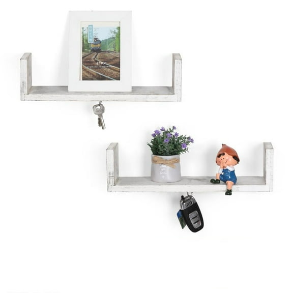 Wall Mounted Organizer Magnetic Wood Key Ring Holder & Shelf for Decoration