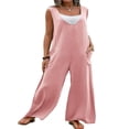 thumbnail image 1 of Combinaison en Coton Sans Manches pour Femmes Pantalon Large Ample Combinaison en Lin Grande Taille, 1 of 6