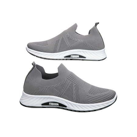 

Welliumy Mens Sock Sneakers Mesh Walking Shoes Knit Upper Running Shoe Workout Flats Outdoor Lightweight Slip On Trainers Gray 7.5