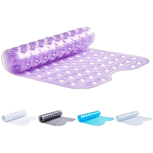 Nonslip Bath Mat with Suction Cups Purple 100x40cm 40x16in Extra Long