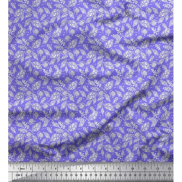 Soimoi Rayon Fabric Dot & Leaves Print Fabric by Yard 42 Inch Wide