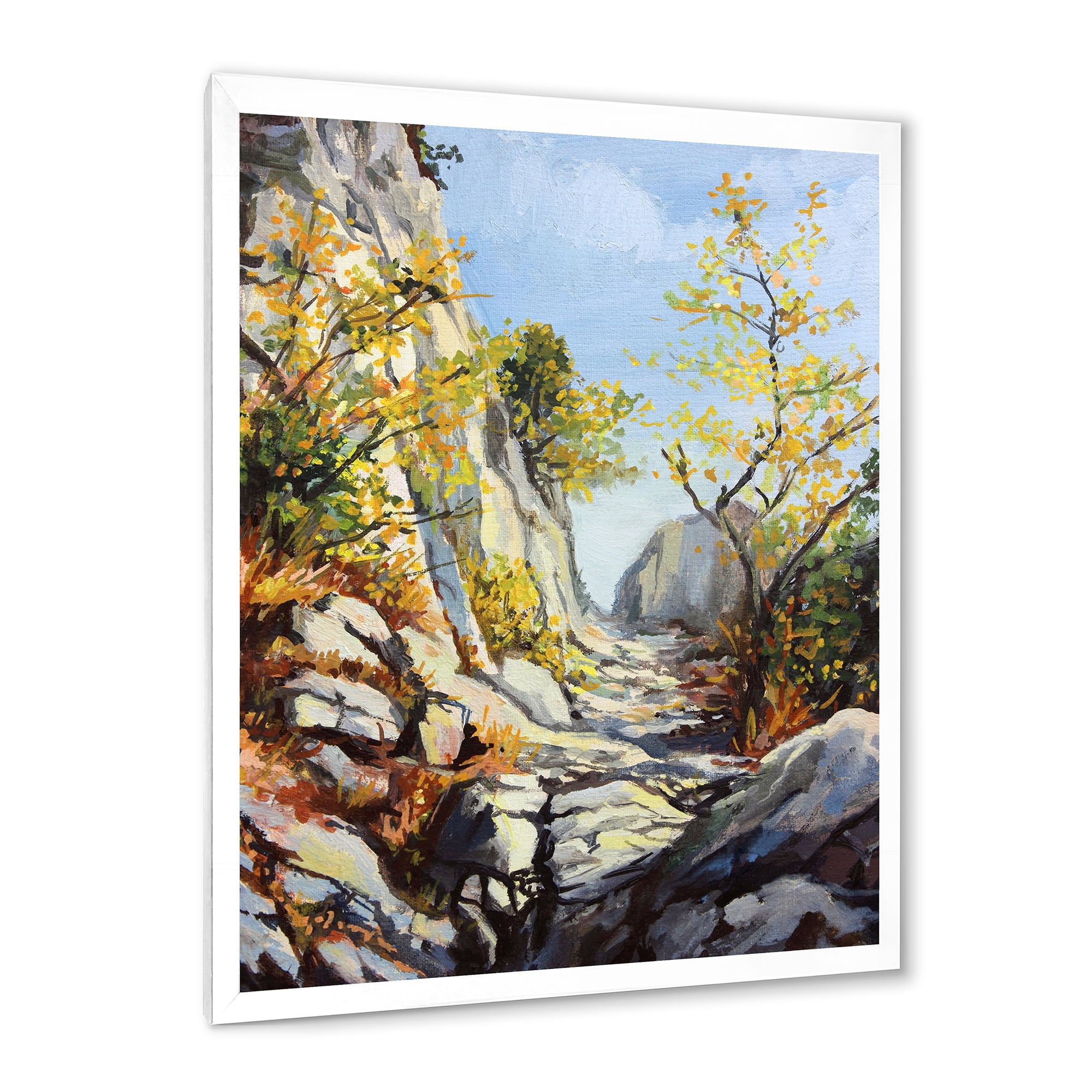 Designart 'Marble Path In Autumn Mountain' Traditional Framed Art Print