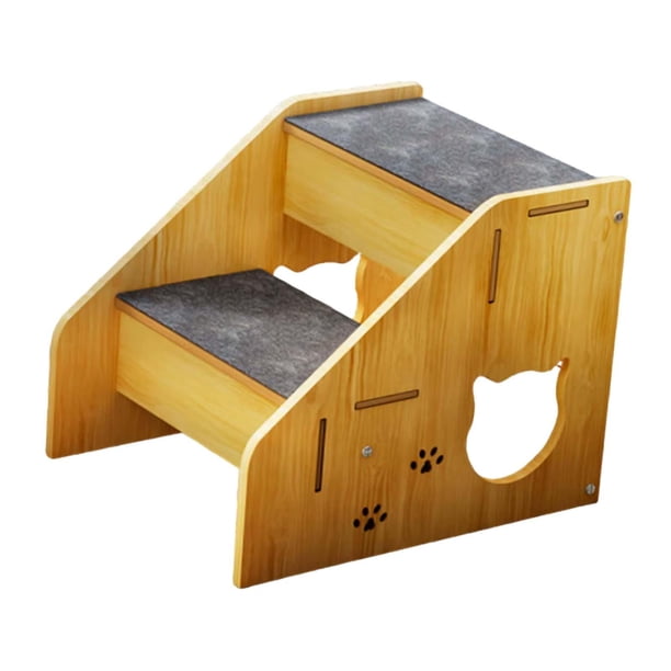 Escalera de escalera para perros de madera, escalera de cachorros 2 escalones sin deslizamiento de escaleras de mascotas escaleras de escalada para