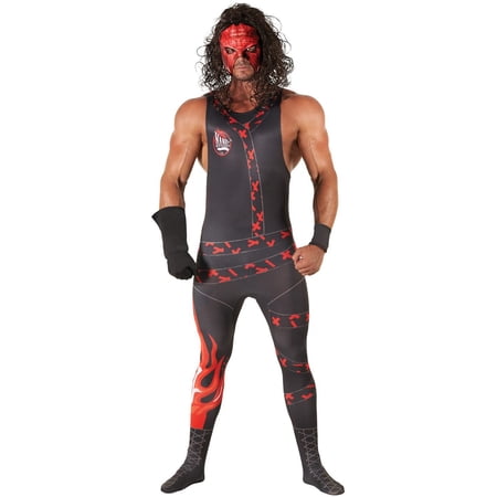 Morph Licenced Mens WWE Classic Kane Costume Wig Adult Wrestling Wrestler Halloween Black XL