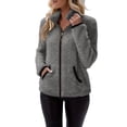 thumbnail image 3 of FAHUOMU Womens Zip Up Coat Soft Cozy Fleece Long Sleeve Stand Collar Jacket Oversized Short Clothes With Pockets, 3 of 6