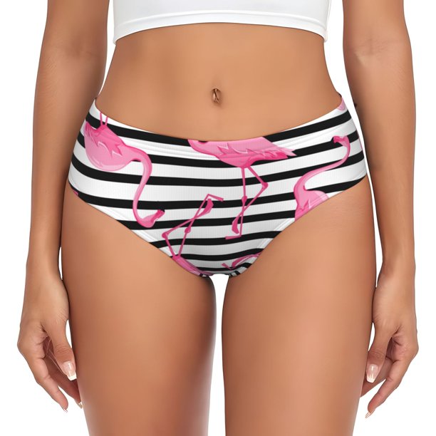 Fotbe Flamingos Calzones Estampados para Mujer – Ropa Interior de Algodón, Cómoda, Suave y Elástica-Large