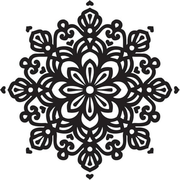 Printtoo Floral Mandala Pattern Round DIY Stamp Wooden Rubber Stamps-2 Inch