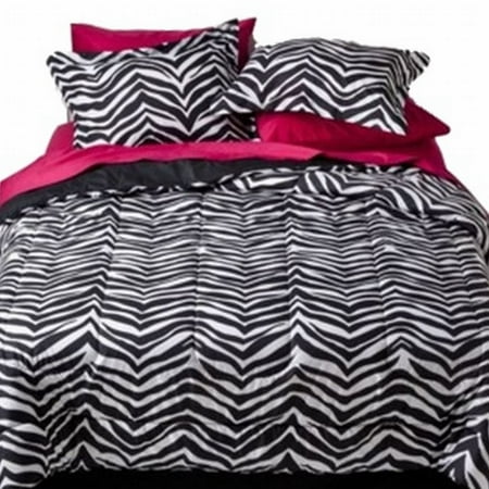 Reversible Full Bed In Bag Black Zebra Stripe Comforter