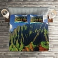 thumbnail image 2 of Ambesonne Hawaii Quilted Coverlet 3 Pcs, Mountain Ocean Clouds, King Size, Green Brown, 2 of 2