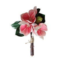 Artificial Magnolia Flowers, Long Magnolia Stem Flower, Faux Wedding Flower Bouquet Vase Floral Arrangement for Table Centerpiece Wedding Valentine's Day Holidays Party Home Decor(Pink,9.8x3")