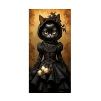 Canvas Wall Art - Momart 'Hallowen Cat Girl (1)' Wall Art for Living Room, Bedroom, or Office Décor by Trademark Fine Art - 16 x 32 Inches