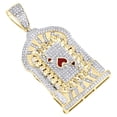 thumbnail image 4 of 10K Yellow Gold Diamond Red Enamel Ace of Spades Pendant Cuban Link Charm 3/4 CT, 4 of 6