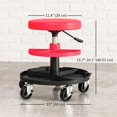 thumbnail image 2 of Red Rolling Mechanic Stool with Adjustable Height & Tool Trays - 300lb Capacity Garage Work Seat for Home Workshop & Auto Repair, 2 of 7