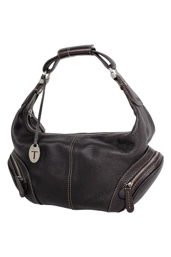 Pre-Owned Tod's logo shoulder bag, one-shoulder leather, brown, women's (Fair)