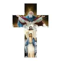 Wall Cross, Hand-Carfted Catholic Crucifix,Wooden Religious Cross ,Wall Hanging Art Rustic Decor Wall Cross for Home Garden Living Room Bedroom