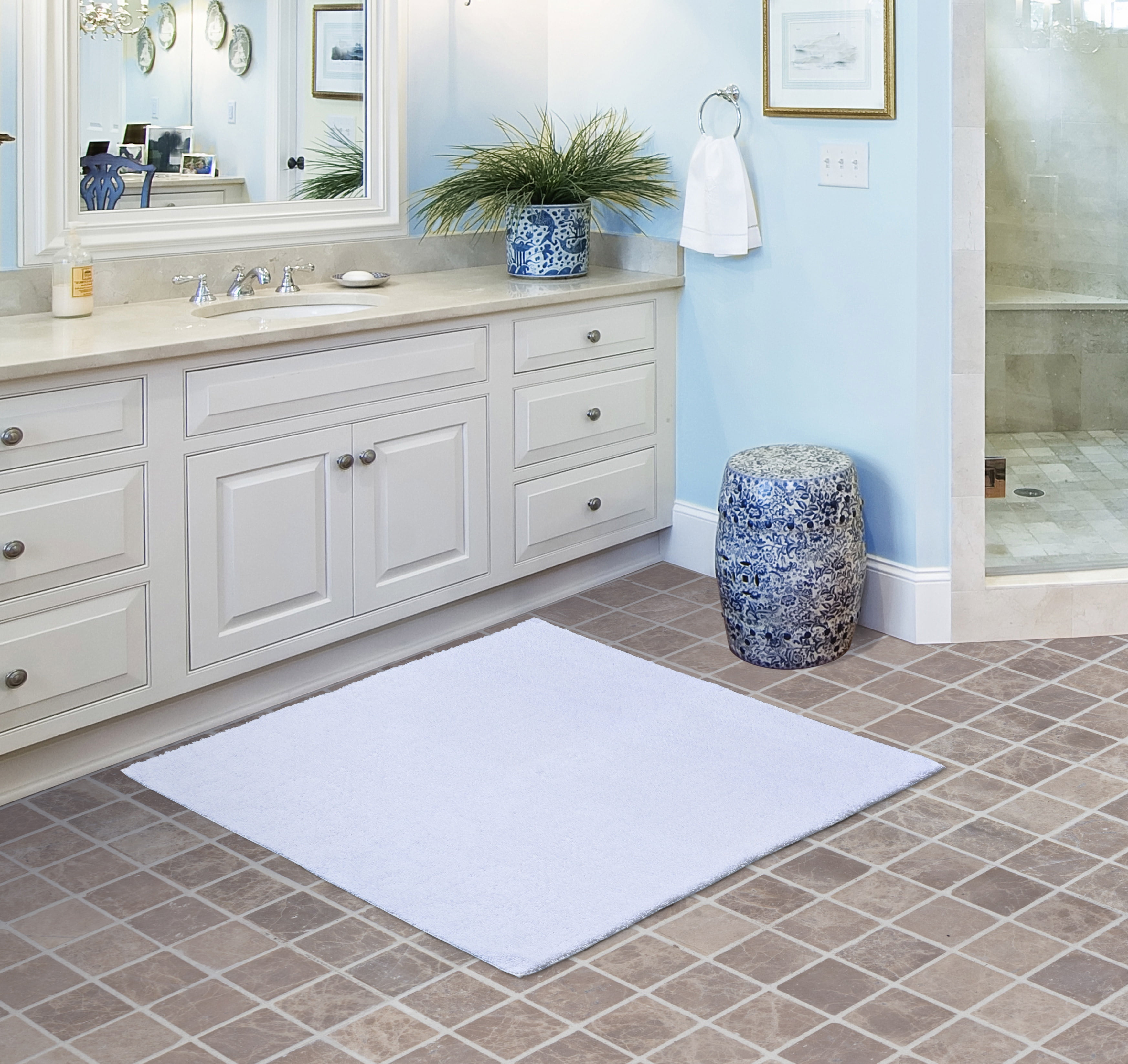 Garland Rug Queen Cotton Square, Washable Bathroom Rugs