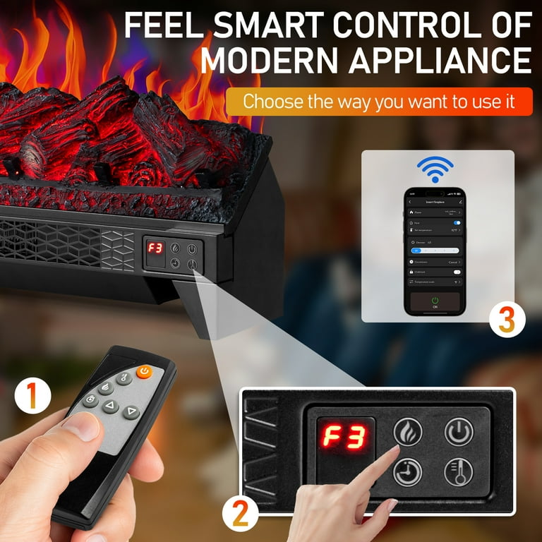 Zimtown 23'' Electric Fireplace Insert w/Remote & WiFi Control