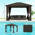 thumbnail image 3 of Outsunny Pavillon à Toit Rigide de Luxe 10 Pieds x 12 Pieds avec Rideaux et Moustiquaire, Café, 3 of 10