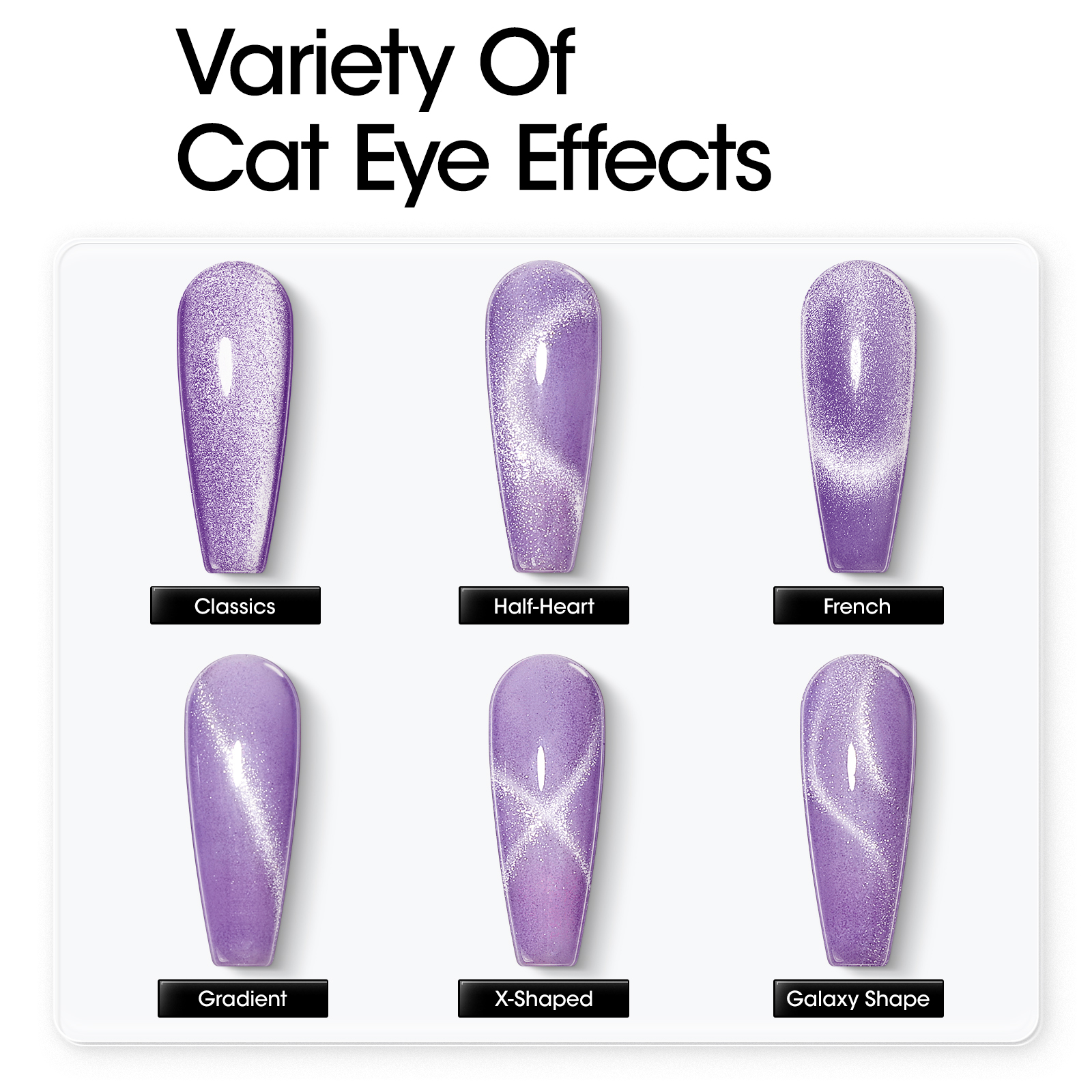 Gellen Cat Eye Gel Nail Polish Kit, 6 Colors Glitter Purple Cat Eye Gel Polish with Magnet, Soak Off UV/LED Nail Gel Kit, Salon Nail Art Valentine Gifts for Women