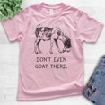 thumbnail image 2 of Kids Don't Even Goat There Shirt, Youth Kids Boy Girl T-Shirt, Goat Shirt, Farm Shirt, Pun Shirt, Farmer Tee, Light Pink, Small, 2 of 4