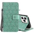 thumbnail image 1 of Funda de piel sintética con tapa horizontal y estampado floral de ratán para iPhone 13 Pro Max, con soporte, ranuras para tarjetas, billetera y marco de fotos., 1 of 5