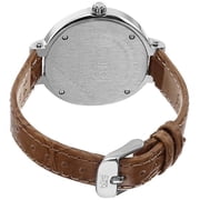 Burgi BUR085OR GMT Day Date Crystal Bezel Brown Strap Womens Watch
