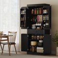 thumbnail image 2 of 72" Kitchen Pantry Cabinet, Kitchen Storage Cabinet with Barn Doors, Black, 2 of 10
