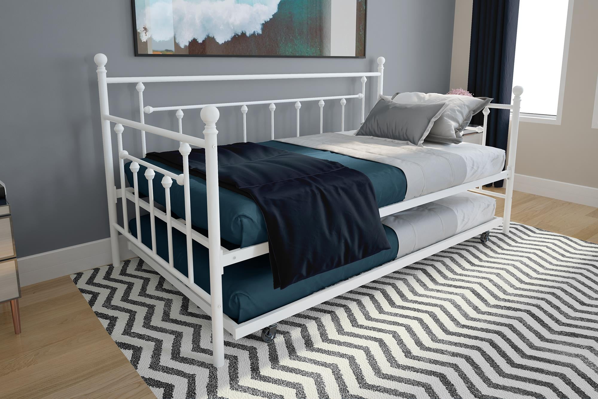 DHP Manila Metal Daybed and Trundle Twin Twin Size White
