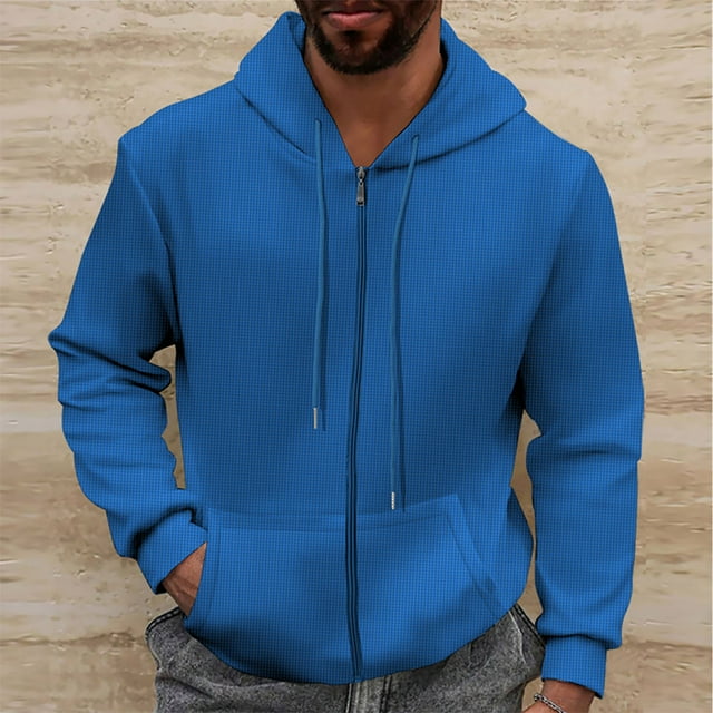 LOVZFMLL Jackets for Men's Solid Color Hooded Cardigan Loose Casual Sports Zipper Sweatshirt Jacket