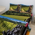 thumbnail image 2 of Ambesonne Italian Fitted & Top Sheet Set with Shams, Vineyard Tuscany Grape, Green Blue Brown, 2 of 8