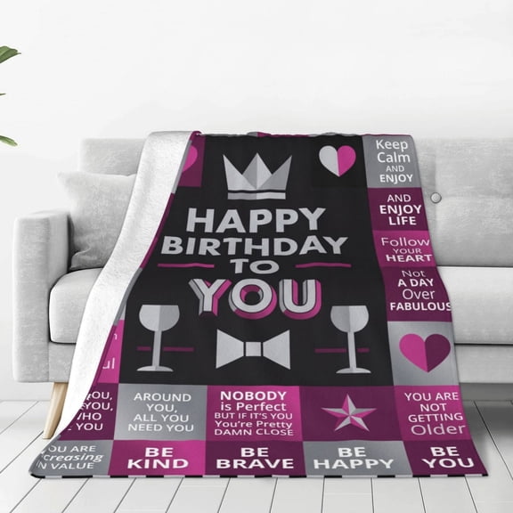 Sister Throw Blanket, Happy Birthday Celebration Design, Women Birthday Gift Theme, Soft Cozy Flannel Throw Blanket 50x40