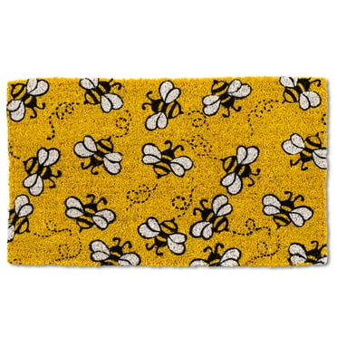 Abbott Collection 35-FWD-GE-9021 Allover Flying Bees Doormat-18x30 L, 18x30 inches L, Yellow