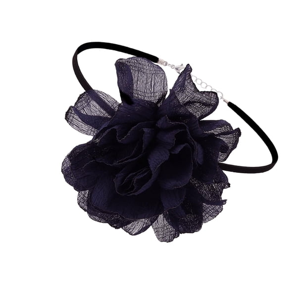 Collar de Gargantilla de Flores, Collar de Flores Grande, Elegante, Romántico, Gargantilla de Flores Grandes para Novia, Cumpleaños, Compromiso, Hallo Azul