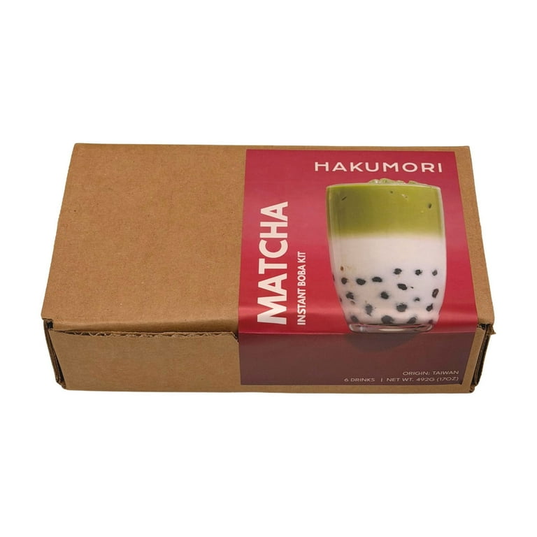 Hakumori Instant Boba Milk Tea Kit, Matcha Bubble Tea, Makes 72