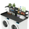 thumbnail image 4 of Advwin 54" Washer Dryer Countertop with Hanging Rod & Storage Shelves, Laundry Room Countertop Set, Washer and Dryer Topper with Anti-Slip Pads, Black, 4 of 7