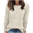 thumbnail image 5 of cocolona Pullover Sweaters for Women Crew Neck Long Sleeve Knitted Fall Tops Casual Loose Solid Color Base Sweater, 5 of 7